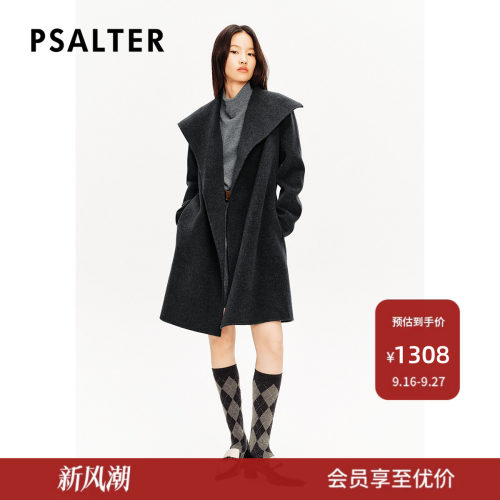 PSALTER诗篇羊毛混纺斗篷翻领双面毛呢大衣外套冬季