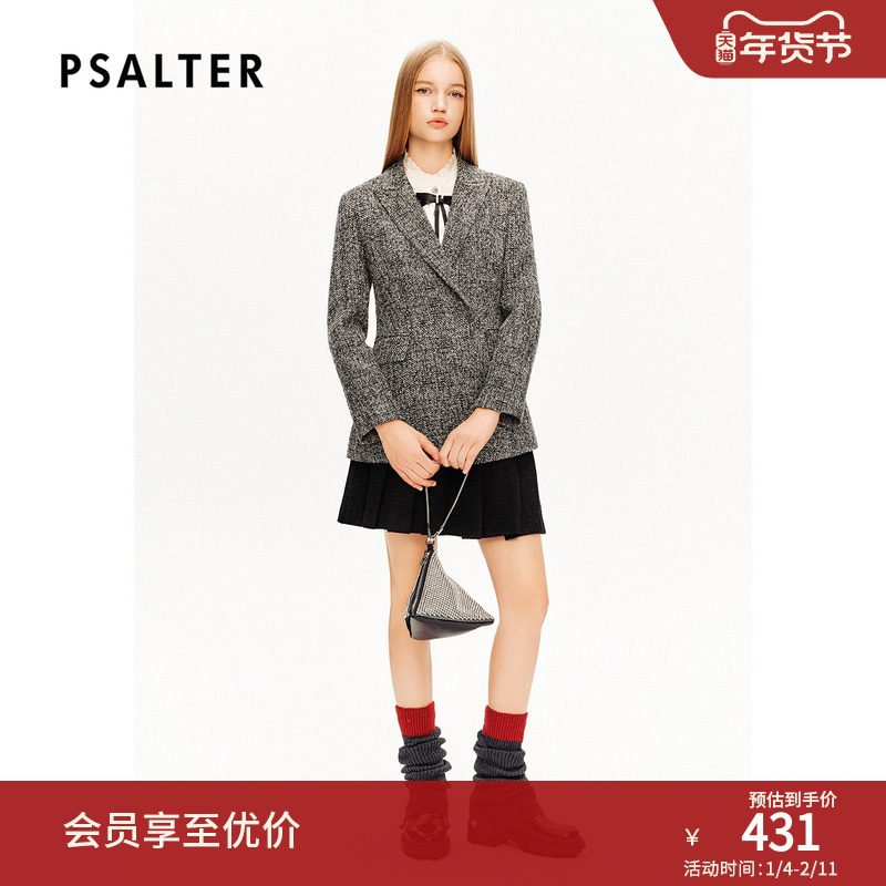 【金银丝花纱】PSALTER诗篇复古学院粗花呢格纹西装外套秋,女装/女士精品,短外套,淘宝优惠券,粉丝福利购,淘宝优惠卷
