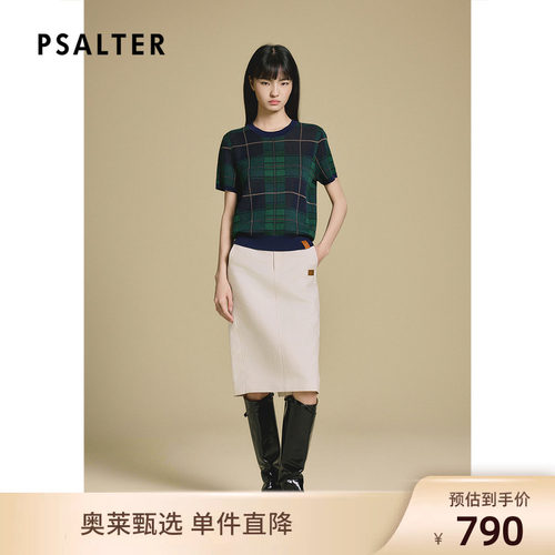 PSALTER诗篇学院风格纹图案圆领短袖针织衫2025秋款