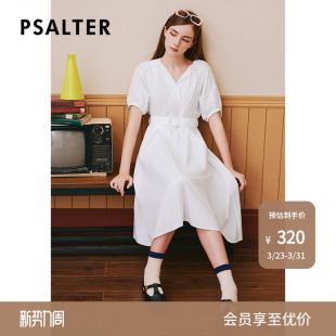 连衣裙 诗篇专选秋V领腰带千金风衬衫 奥莱4折