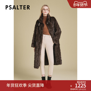 PSALTER诗篇美拉德时尚宽松皮袢立领长款环保皮草外套冬款