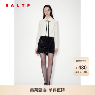 冬 SALT.P可颜提花肌理可拆卸蝴蝶结白衬衫