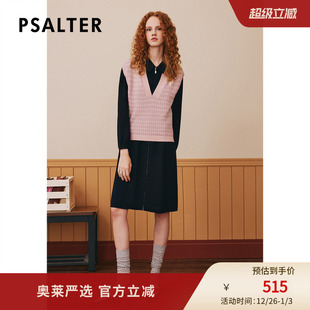 PSALTER诗篇秋v领提花学院风针织背心连衣裙两件套