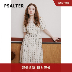 提花波点连衣裙 诗篇专选夏圆领收腰泡泡袖 奥莱3折