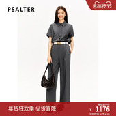 夏 衬衫 智性学院风 PSALTER诗篇简约百搭减龄领带翻领短袖