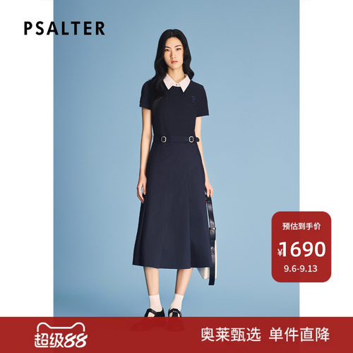 PSALTER诗篇学院风针织拼接百褶修身连衣裙2026夏季新款