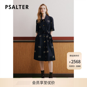 PSALTER诗篇夏宽松翻领字母绣花系带衬衫裙连衣裙