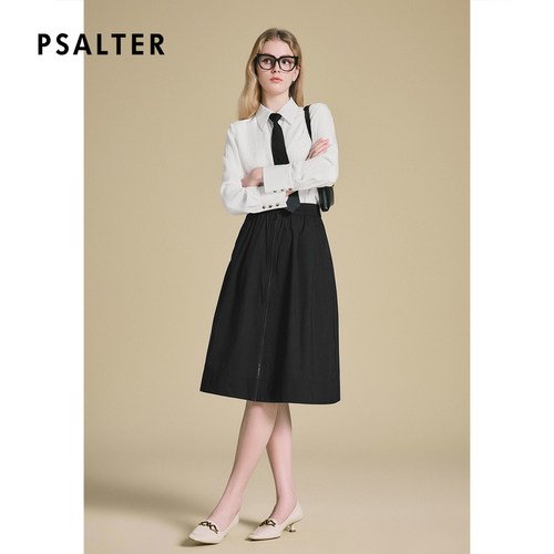 PSALTER诗篇100%醋酸白色宽松领带百搭学院风衬衫女