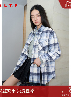 【桑蚕丝】SALT.P可颜蚕丝棉填充格纹衬衫款外套棉服2024冬
