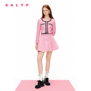 SALT.P可颜2024春甜美学院风粗花呢小香风A型短裙半身裙