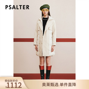 大衣式 诗篇专选2023冬连帽腰带格纹长款 鹅绒服羽绒服