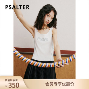 显瘦字母绣花简约条纹针织吊带背心 诗篇专选夏修身