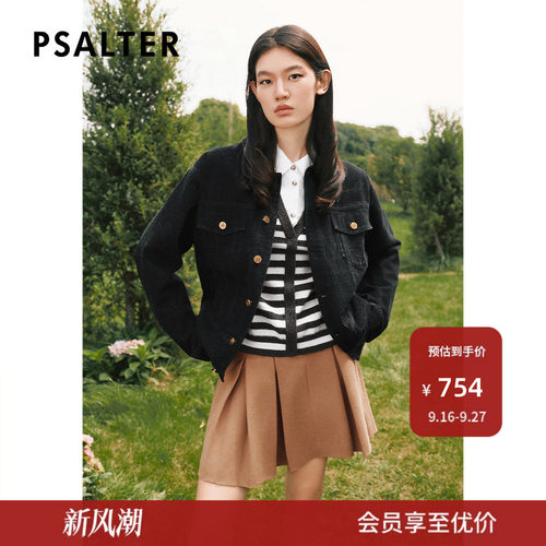 PSALTER诗篇男女同款重工立体刺绣复古学院风牛仔外套冬款