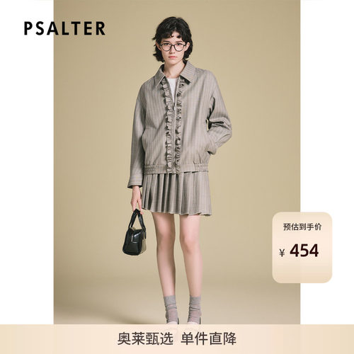 PSALTER诗篇复古木耳边拼接百搭宽松格子夹克外套2025春新款