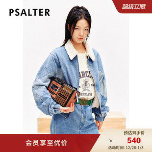 PSALTER诗篇宽松毛领拼接丹宁牛仔短外套冬 boys系列 男女同款