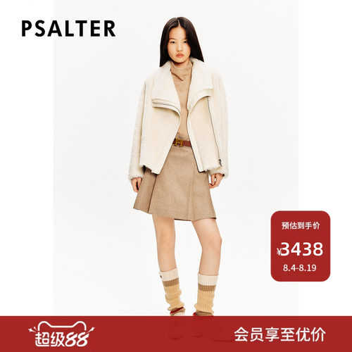 PSALTER诗篇皮毛一体不规则设计大翻领羊毛皮草短外套冬款