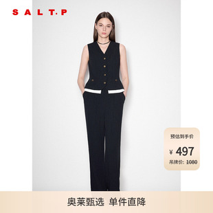 SALT.P可颜简约v领百搭通勤复古条纹无袖 马甲秋 西装