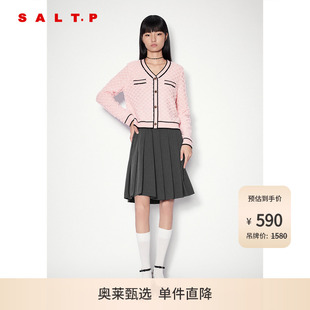 SALT.P可颜肌理感格纹毛针织衫 吊带百褶连衣裙两件套冬款