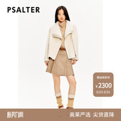PSALTER诗篇皮毛一体不规则设计大翻领羊毛皮草短外套冬款