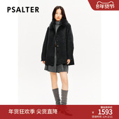 PSALTER诗篇可拆卸狐狸毛领A摆斗篷式 毛呢大衣女外套冬款