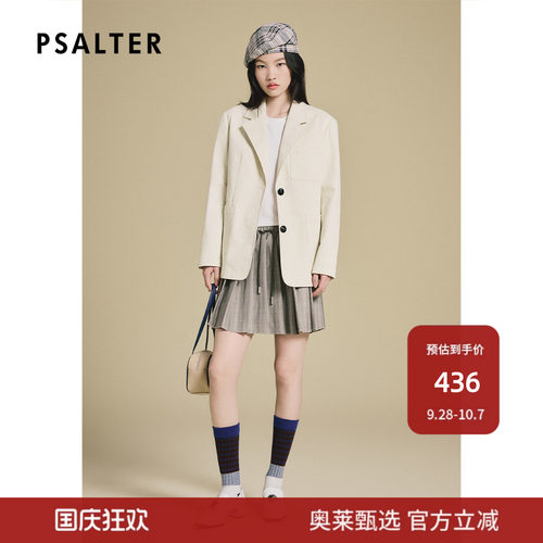 PSALTER诗篇简约廓形平驳西装领牛仔面料西服女外套z
