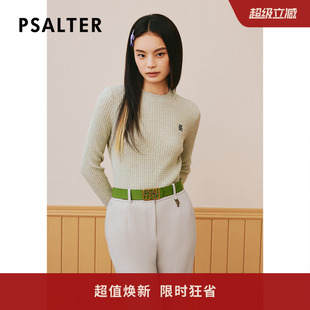 PSALTER诗篇冬圆领简约格纹提花羊毛打底衫 毛针织衫