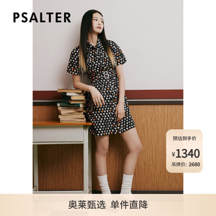 裙连衣裙 诗篇夏翻领收腰学院风爱心印花衬衫