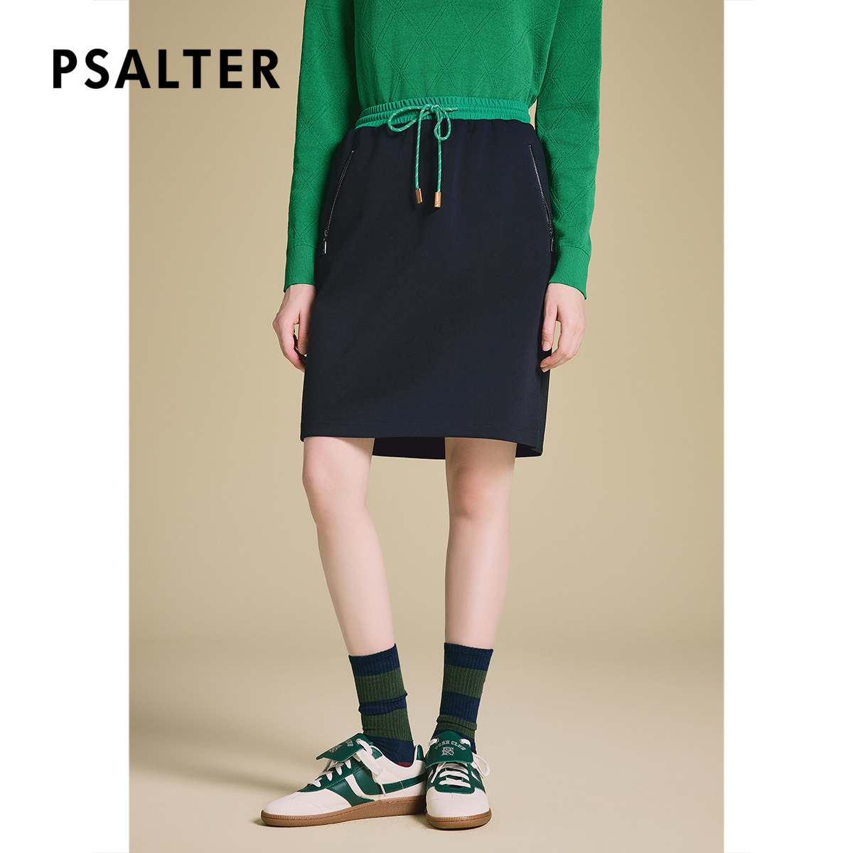 【春夏主推】PSALTER诗篇腰头撞色抽绳设计休闲直筒裙