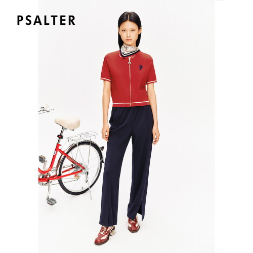 [智性学院风]PSALTER诗篇肌理提花短袖拉链开衫针织衫夏款