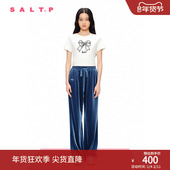 SALT.P可颜春夏蝴蝶结绣花钉珠截短上衣短袖 T恤