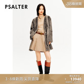 PSALTER诗篇水貂皮毛一体进口V领中长款 皮草外套冬季