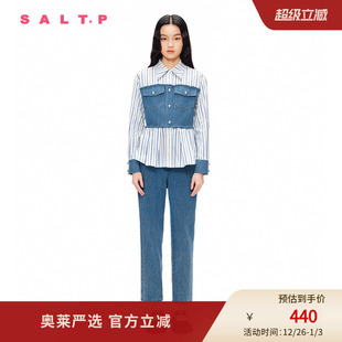 牛仔裤 SALT.P可颜2024春高腰修身 休闲编织肌理老爹裤