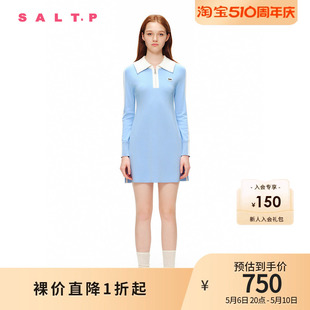 SALT.P可颜2024春新款 网球甜心Baby蓝翻领针织polo裙连衣裙