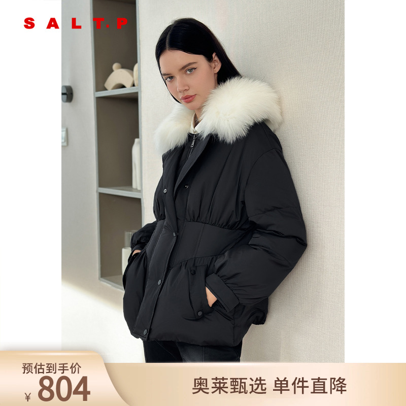 SALT.P可颜可拆卸狐狸毛领白鸭绒羽绒服冬