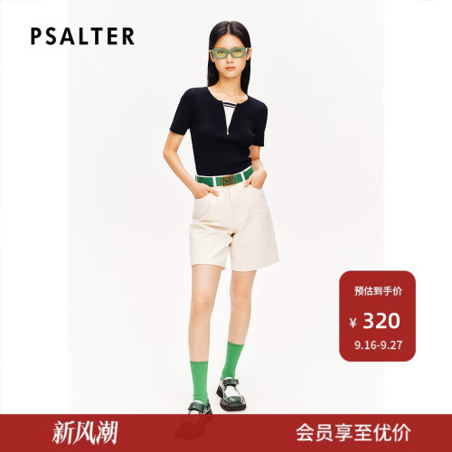 PSALTER诗篇撞色圆领学院风修身显瘦短袖针织衫夏款