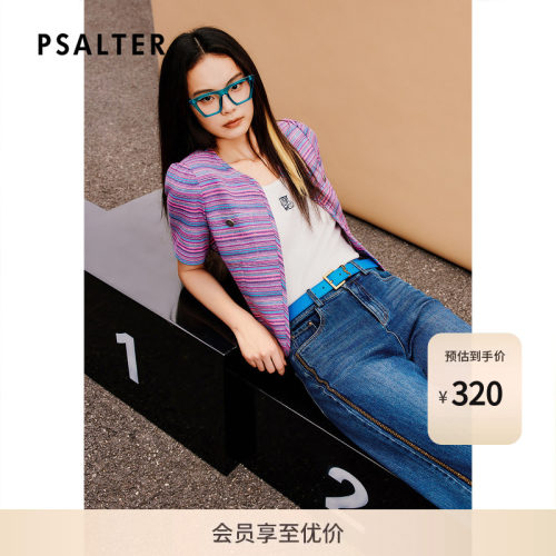 【春夏热卖】PSALTER诗篇圆领学院小香风条纹短袖外套夏款