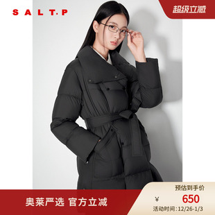 SALT.P可颜立翻领宽松系带简约一手长白鸭绒羽绒服2024冬