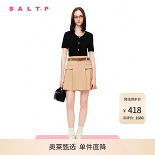 风百褶短裙半身裙 SALT.P可颜夏腰带收腰复古工装