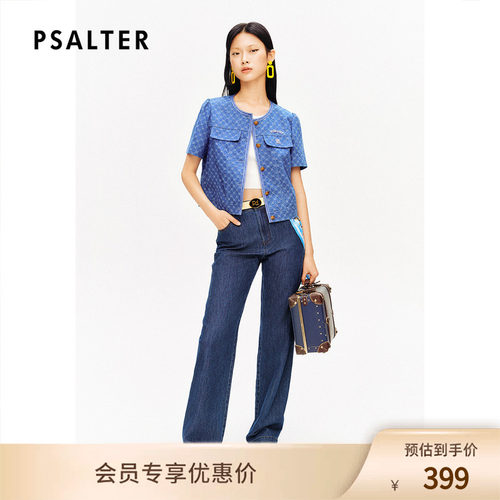 PSALTER诗篇美式复古学院风圆领格纹牛仔外套夏款