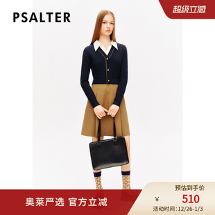 PSALTER诗篇复古撞色拼接假两件层次感连衣裙秋 羊毛混纺