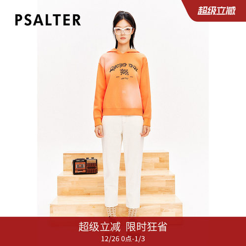 PSALTER诗篇渐变喷绘字母印花连帽卫衣毛针织衫2024春款