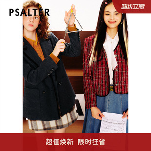 PSALTER诗篇v领学院粗花呢花纱小香风外套冬