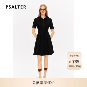 [醋酸]诗篇专选翻领烫钻收腰修身显瘦小黑裙连衣裙夏款