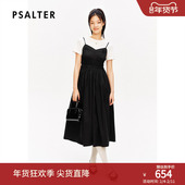 诗篇专选t恤拼接黑白撞色假两件吊带小黑裙连衣裙夏款