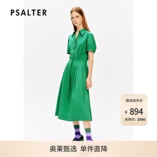 PSALTER诗篇翻领松紧收腰复古学院风衬衫 裙连衣裙夏款