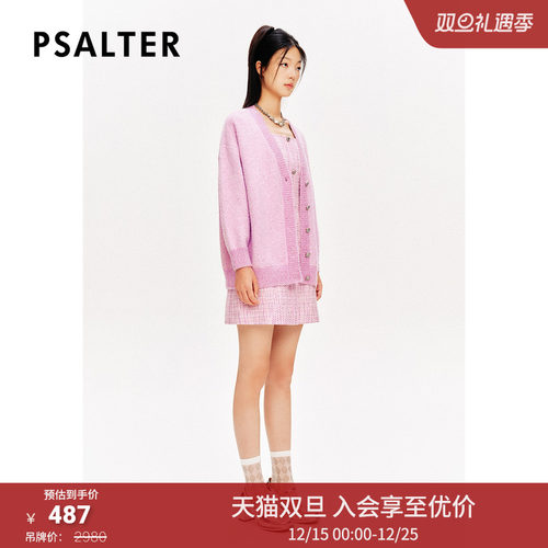 [智性学院风]PSALTER诗篇简约v领甜美刺绣开衫毛针织衫2024春款