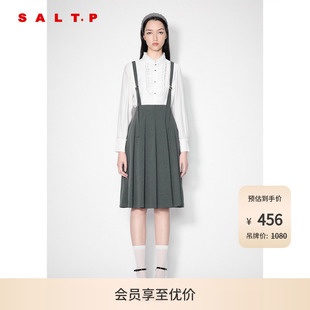 SALT.P可颜简约百搭遮胯显瘦学院风背带百褶裙半身裙秋