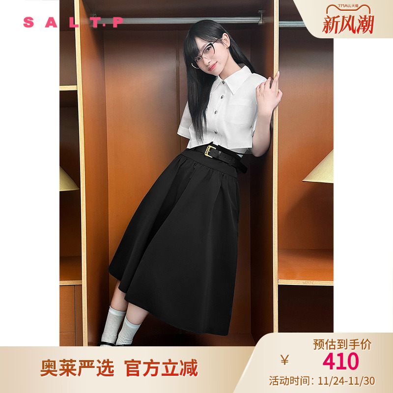 [天才女孩][匹马棉]SALT.P可颜针织假两件学院风短袖白衬衫2024夏