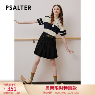 毛针织衫 诗篇专选夏polo领减龄学院风条纹短袖