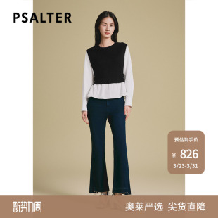 新款 女2025春季 拼接撞色设计假两件圆领套头针织衬衫 诗篇专选时尚